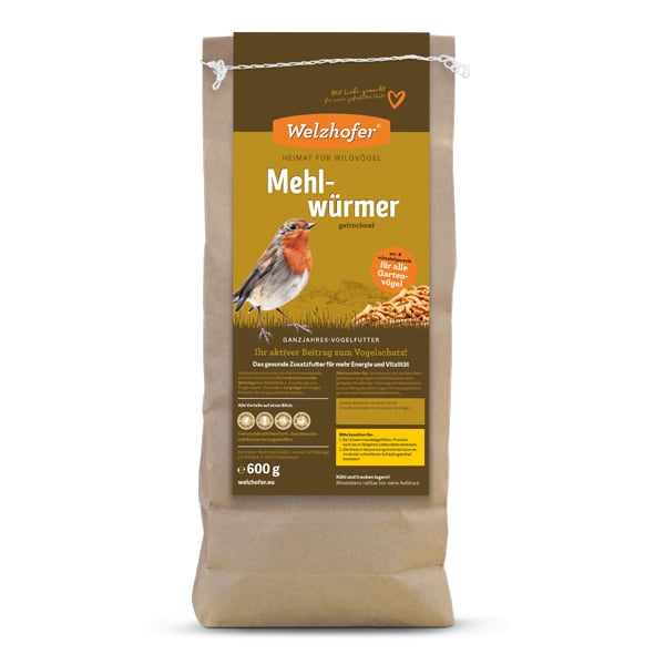 Produktbild der Mehlwürmer für Garten- und Wildvögel von Welzhofer im Papiersack